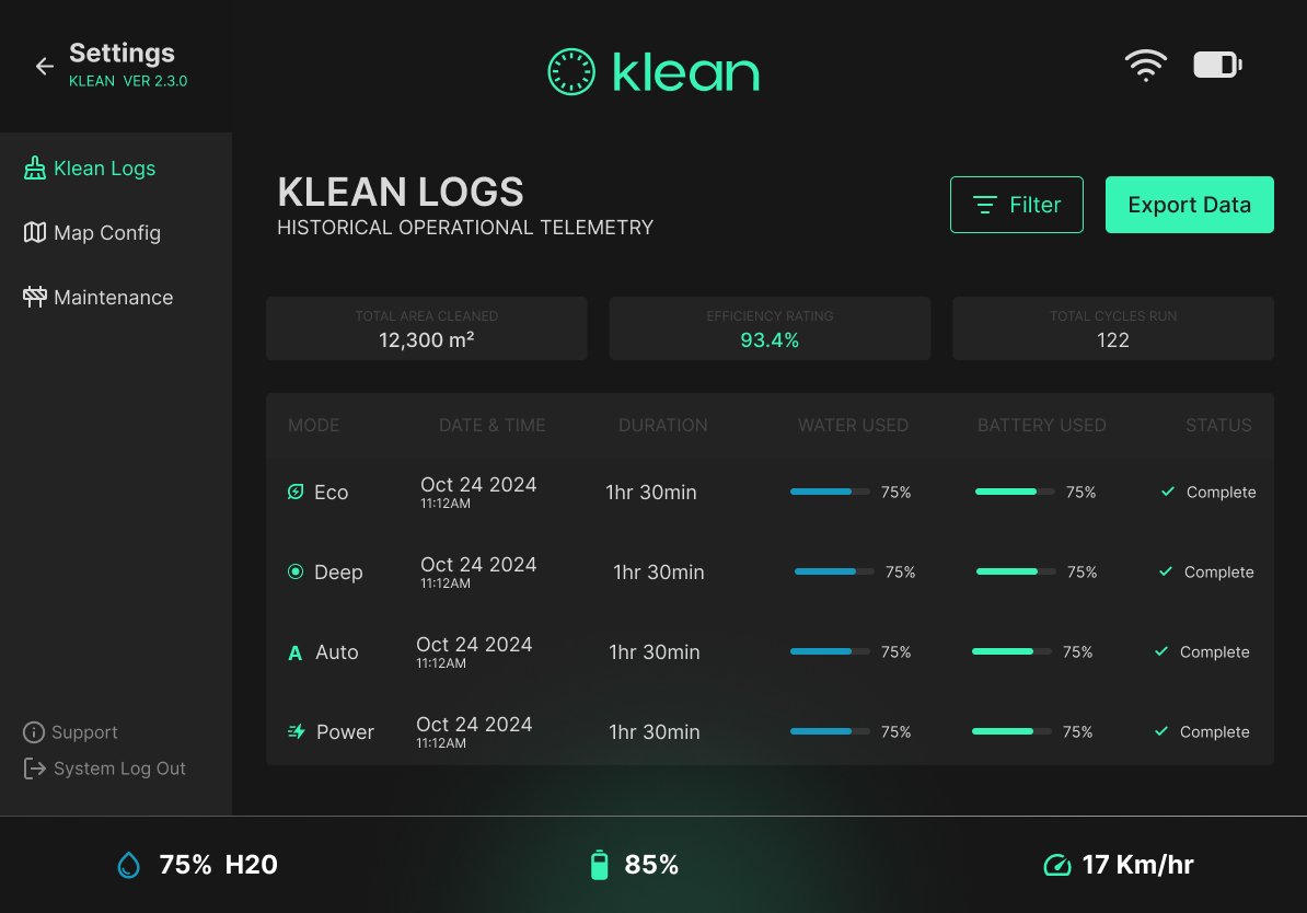 Log History Screen